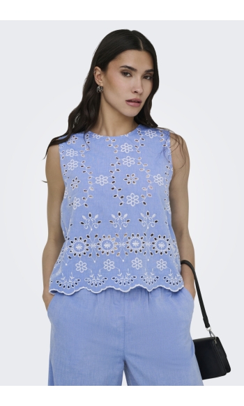 JDYMARINA SL EMB TOP WVN 15365968 Blue Bonnet/BRIGHT WHI