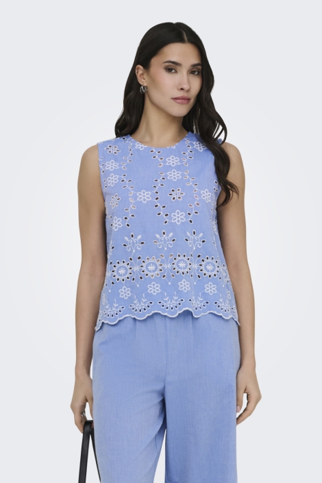 Jacqueline de Yong blauwe dames top | Model vooraanzicht