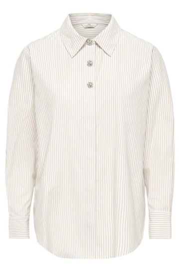 Jacqueline de Yong JDYSOHO L/S LOOSE STRIPED SHIRT WVN 15368294 WHITE/HUMUS