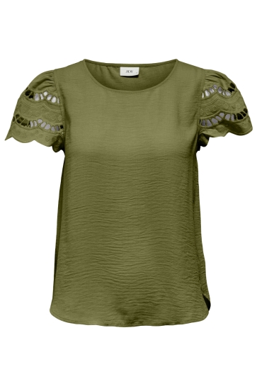 Jacqueline de Yong T-shirt JDYHANNAH LIFE SS LACE TOP WVN 15312609 Dried Herb
