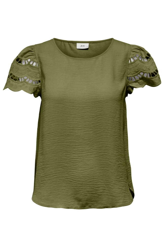 Jacqueline de Yong groene dames t-shirt | Vooraanzicht