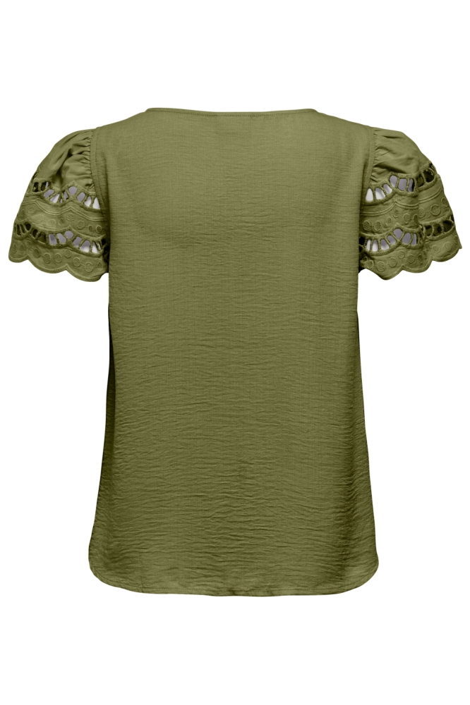 Jacqueline de Yong groene dames t-shirt | Achteraanzicht