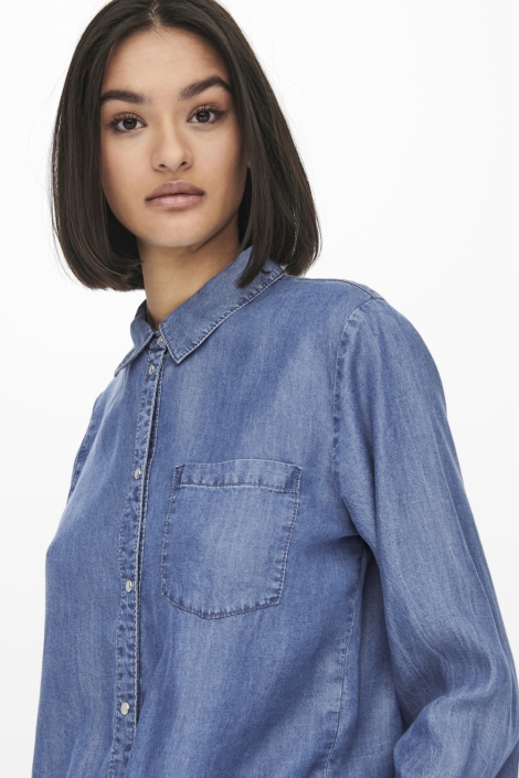 Jacqueline de Yong blauwe dames blouse | Close up