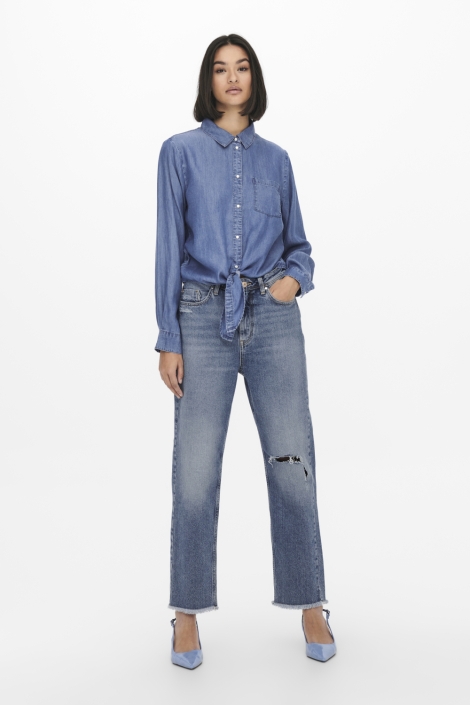 Jacqueline de Yong blauwe dames blouse | Model