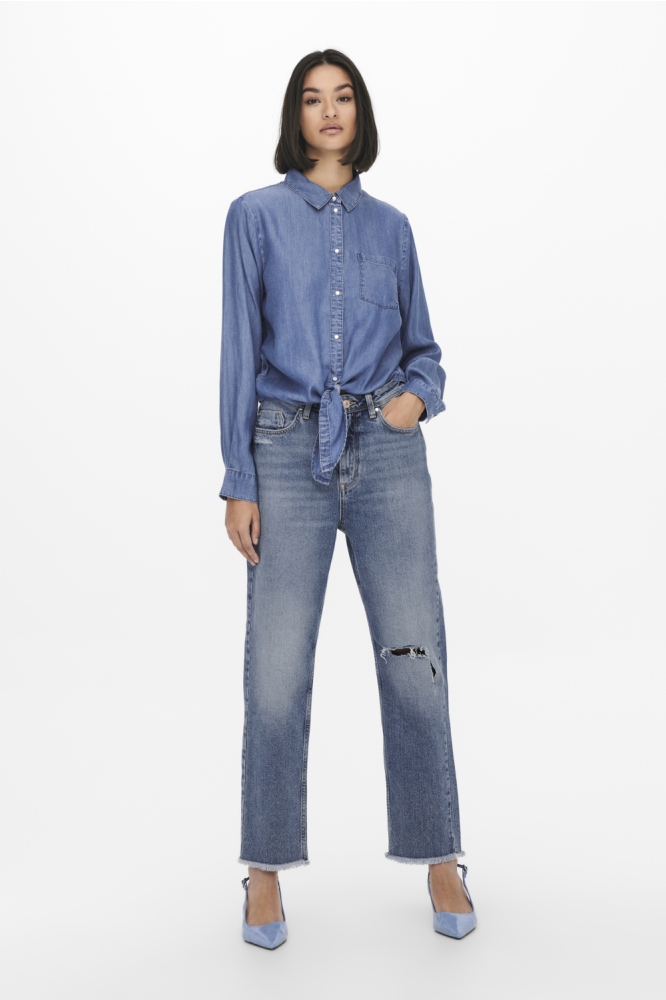 Jacqueline de Yong blauwe dames blouse | Model