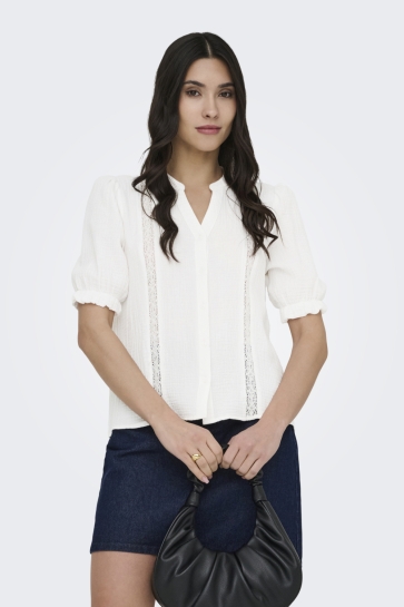 Jacqueline de Yong Blouse JDYTHEIS LIFE 24 LACE SHIRT WVN DI 15373593 Cloud Dancer