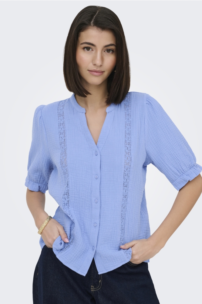 Jacqueline de Yong blauwe dames blouse | Model