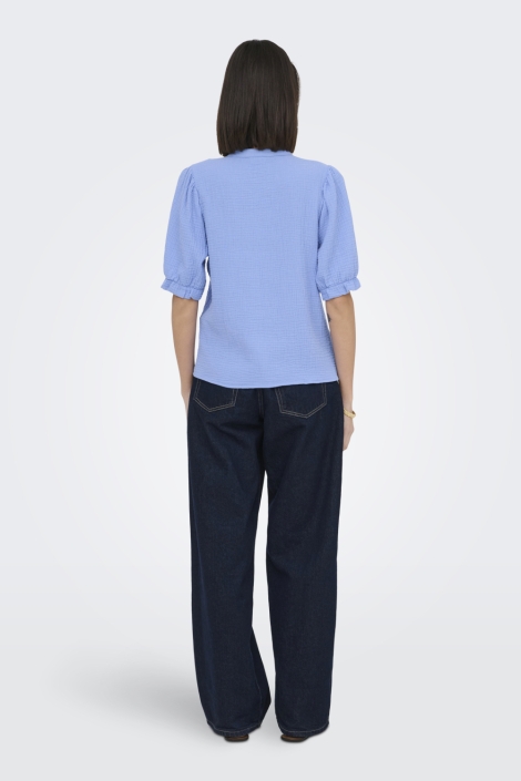 Jacqueline de Yong blauwe dames blouse | Model achteraanzicht