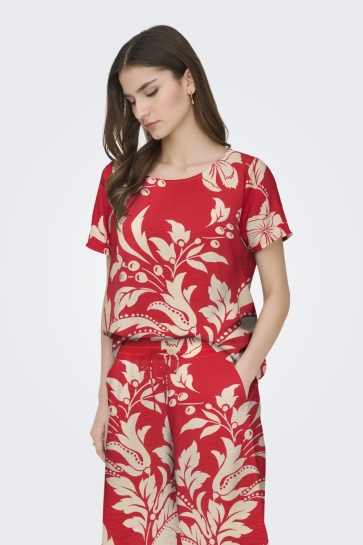 Jacqueline de Yong JDYTROYA LIFE SS O NECK TOP WVN DI 15347687 Salsa/34-01-26 C