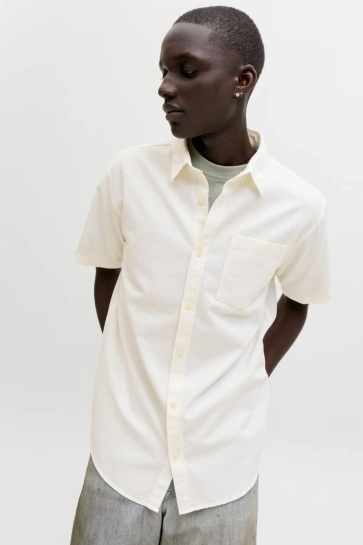 Jack & Jones Overhemd JORNANTUCKET DOBBY SHIRT SS 12291439 CLOUD DANCER