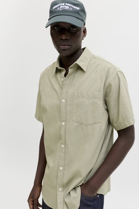 Jack & Jones groene heren overhemd | Model vooraanzicht