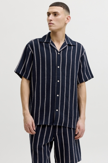 Jack & Jones jorcoba stripe resort shirt ss sn Blauw