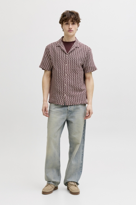 Jack & Jones bordeaux heren overhemd | Model