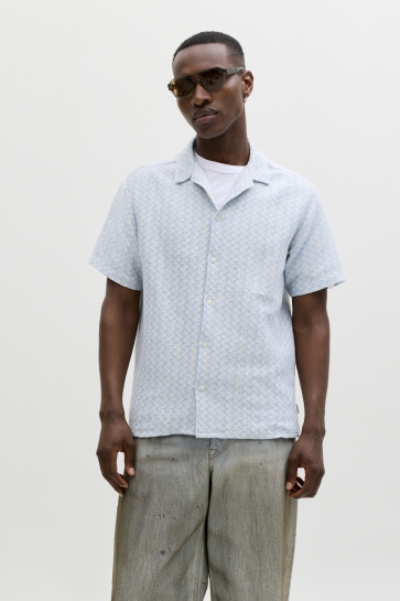 Jack & Jones Overhemd JORMONTAUK CROCHET SHIRT SS SA26 LN 12291676 CASHMERE BLUE