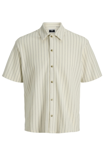 Jack & Jones JCOFUSION TEXTURE SHIRT SS 12290212 CLOUD DANCER/STRIPES