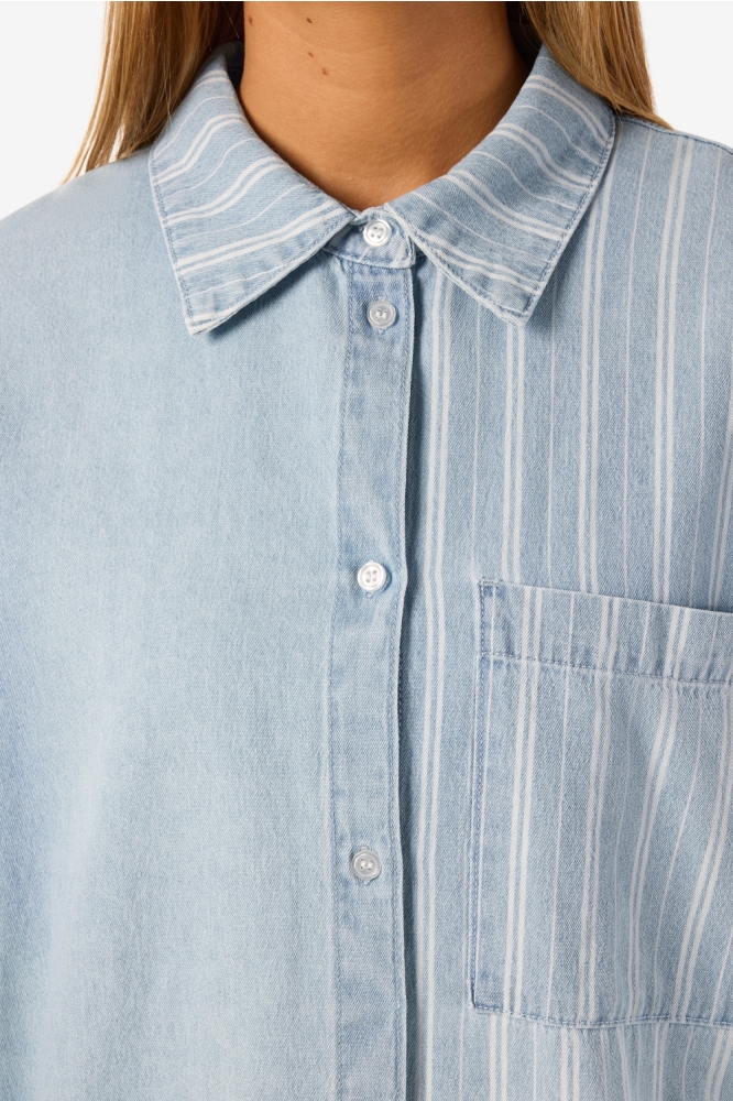 Noisy may blauwe dames blouse | Close up