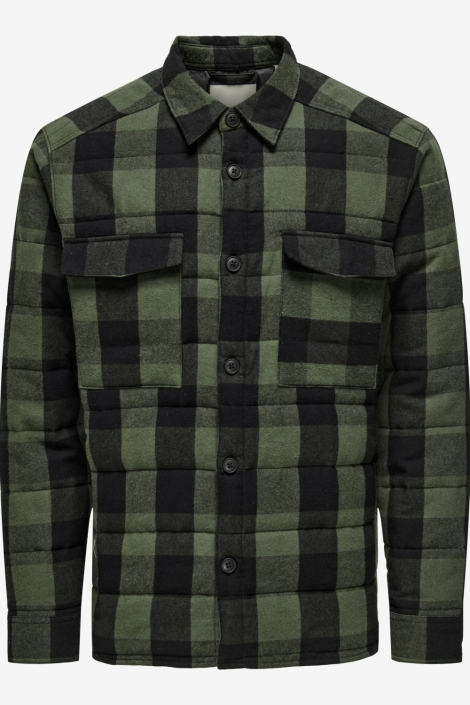 Only & Sons groene heren overhemd | Vooraanzicht