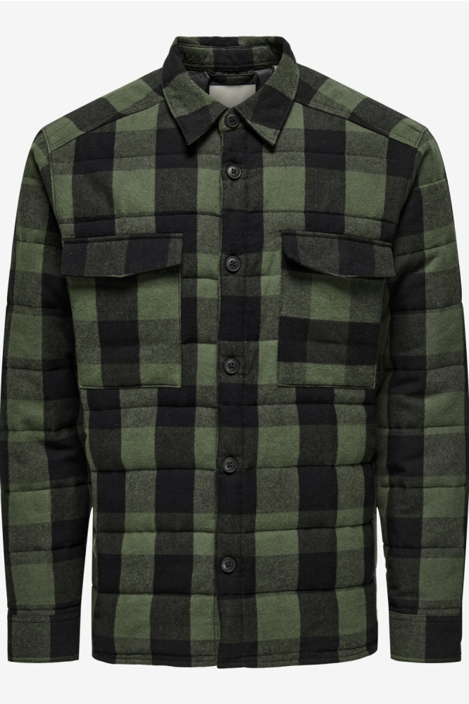 Only & Sons groene heren overhemd | Vooraanzicht