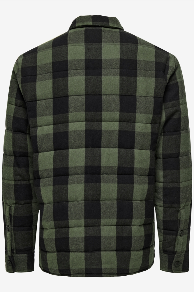 Only & Sons groene heren overhemd | Achteraanzicht