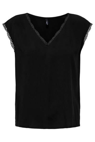 Only T-shirt ONLSELINA S/S LACE TOP OTL WVN 15342601 BLACK
