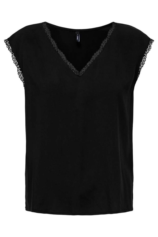 Only zwarte dames t-shirt | Vooraanzicht
