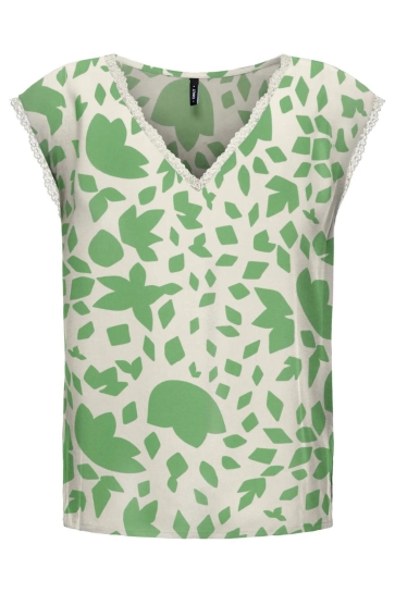 Only Top ONLSELINA S/S LACE TOP OTL WVN 15342601 MOONBEAM/FLUORITE GREEN