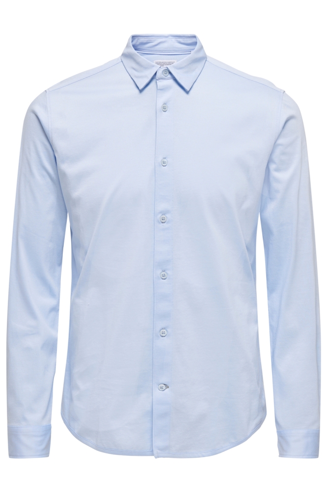 Only & Sons blauwe heren overhemd | Vooraanzicht