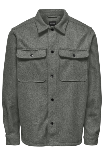 Only & Sons ONSASH OVR WOOLEN LOOK PKT LS SHIRT 22023564 Castor Gray/MELANGE
