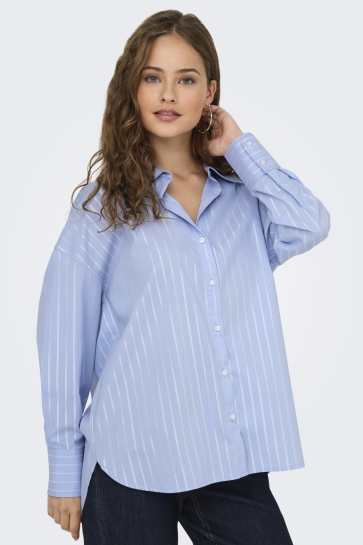 Jacqueline de Yong JDYMIO L/S LUREX LOOSE SHIRT WVN NO 15359455 CHAMBRAY BLUE/SILVER LUREX
