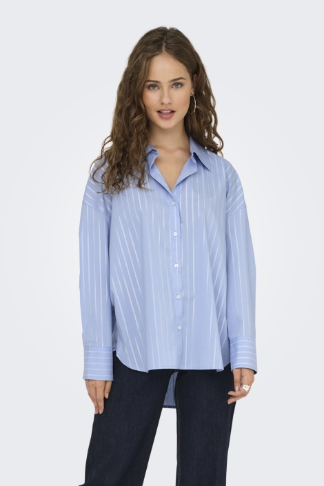 Jacqueline de Yong blauwe dames blouse | Model vooraanzicht