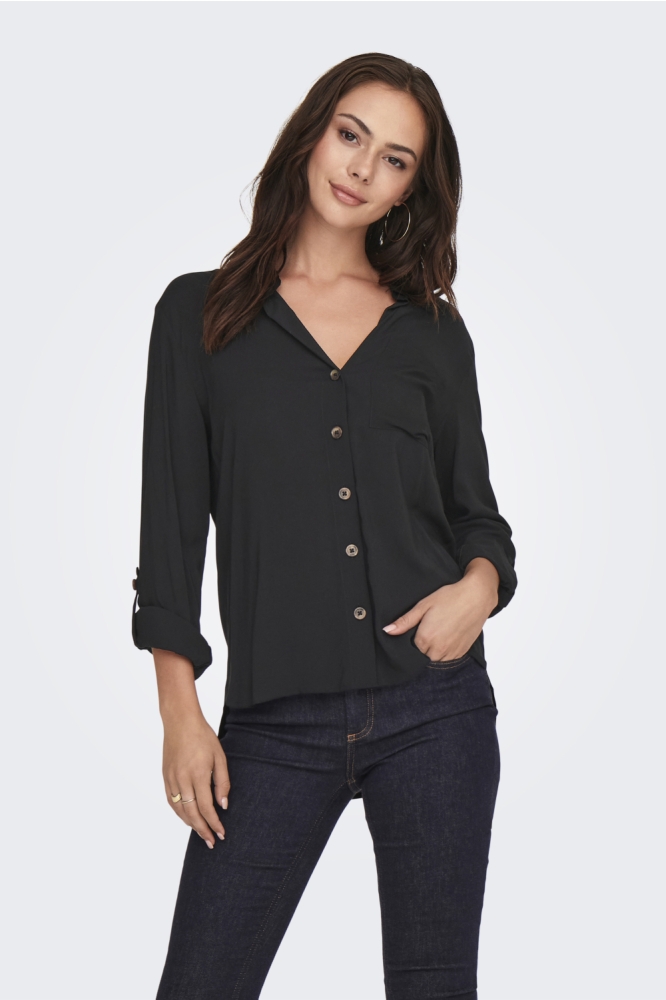 Jacqueline de Yong zwarte dames blouse | Model vooraanzicht