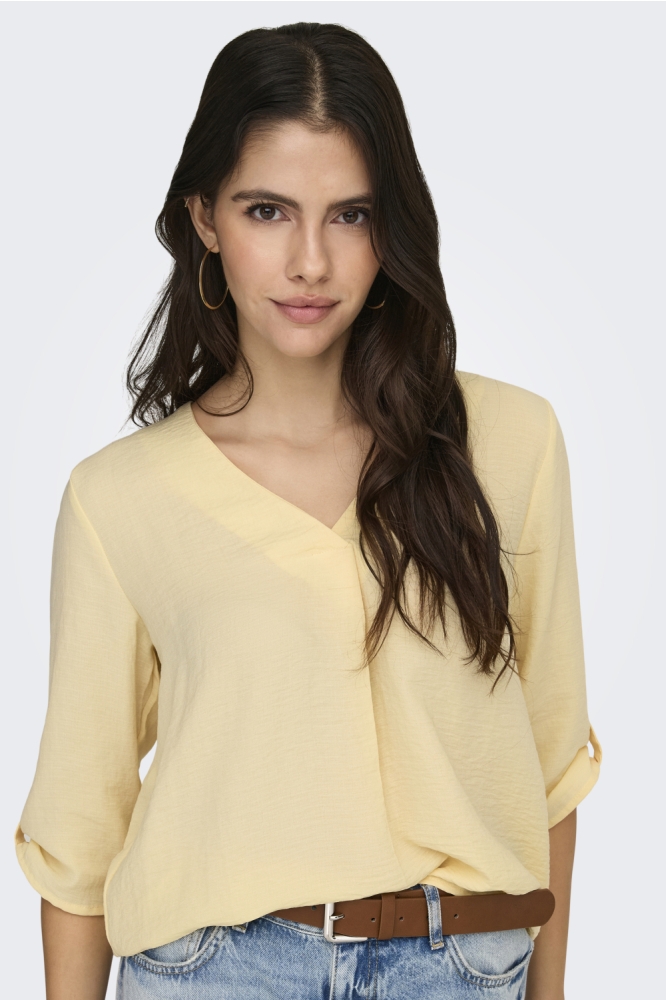 Jacqueline de Yong gele dames t-shirt | Close up