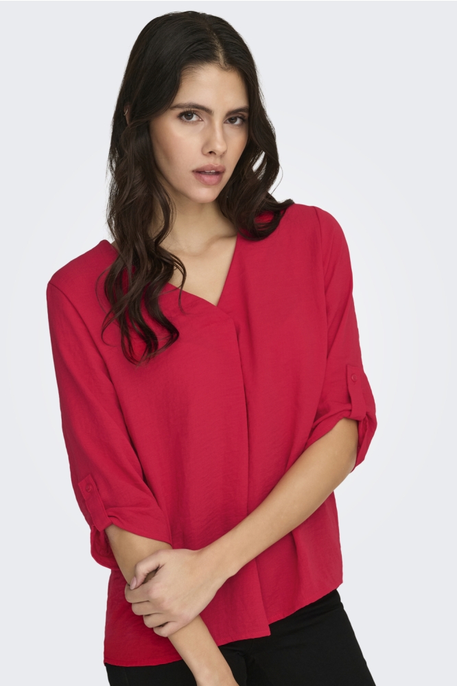 Jacqueline de Yong rode dames t-shirt | Model vooraanzicht