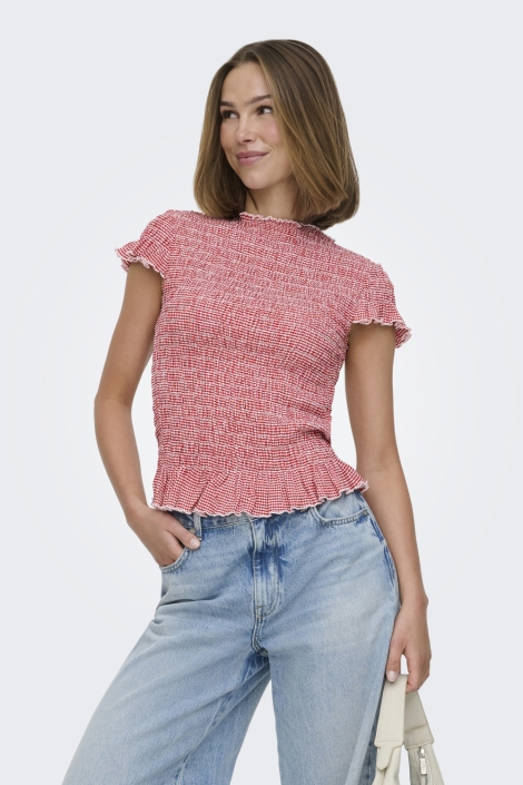 Only rode dames top | Model vooraanzicht
