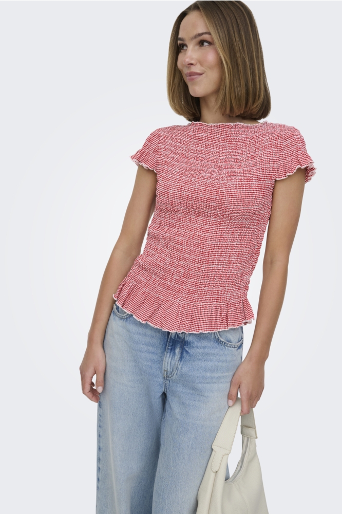 Only rode dames top | Model vooraanzicht