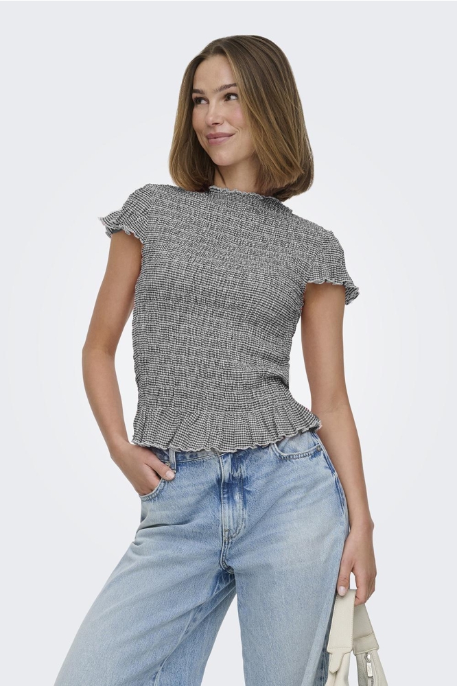 Only zwarte dames top | Model vooraanzicht