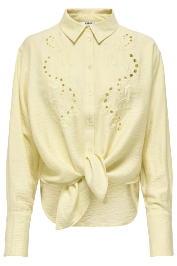 Only onlbirona lino l/s tie shirt wvn su Geel