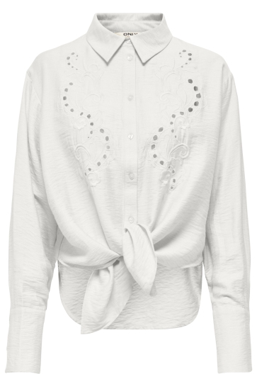 Only onlbirona lino l/s tie shirt wvn su Wit
