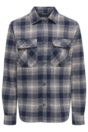 Only & Sons Overhemd ONSCEDRIC LIFE CHECK OVERSHIRT NOOS 22030843 Navy Blazer