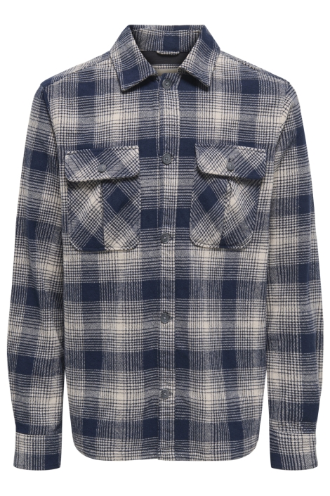 Only & Sons blauwe heren overhemd | Vooraanzicht