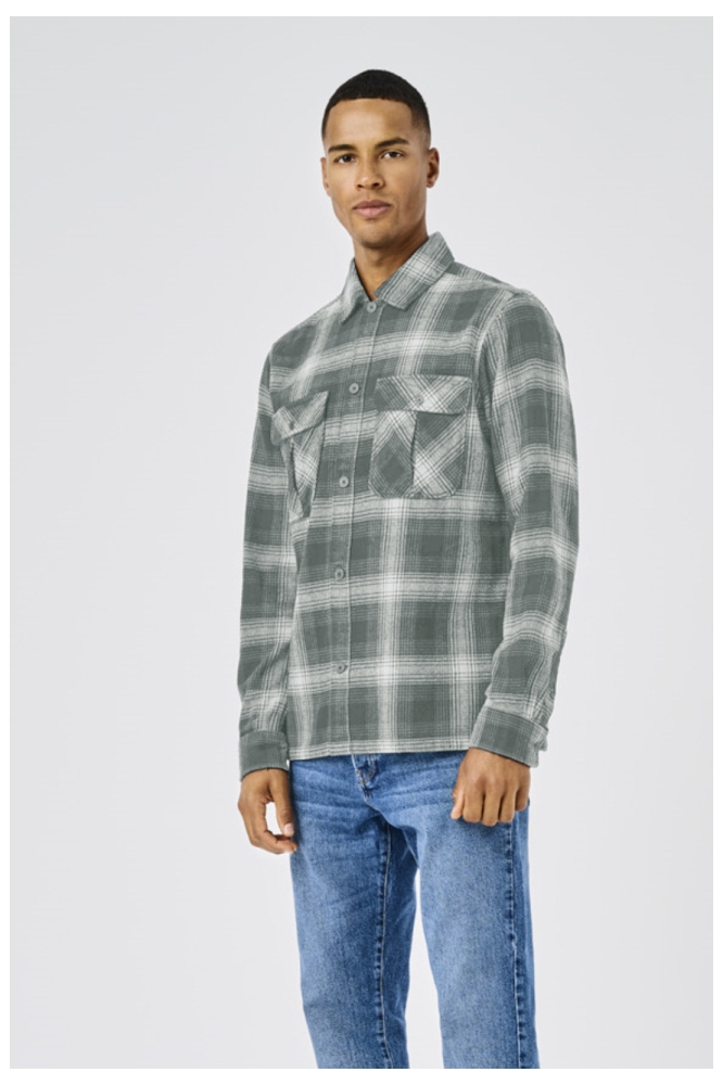 Only & Sons groene heren overhemd | Model vooraanzicht