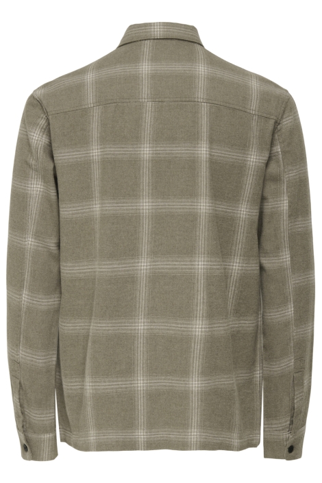 Only & Sons taupe heren overhemd | Achteraanzicht