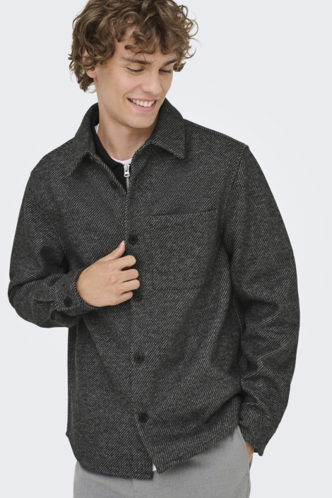 Only & Sons grijze heren overhemd | Model vooraanzicht
