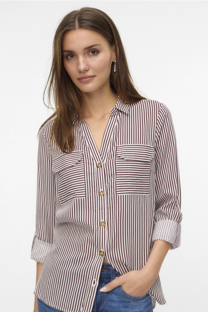 Vero Moda bordeaux dames blouse | Model vooraanzicht