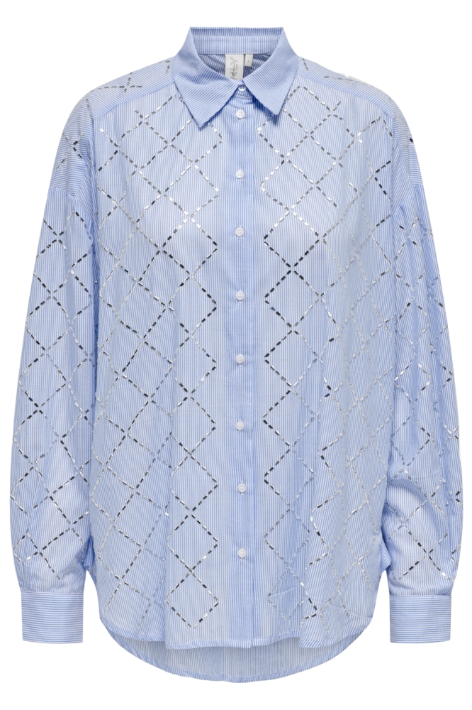Only blauwe dames blouse | Vooraanzicht