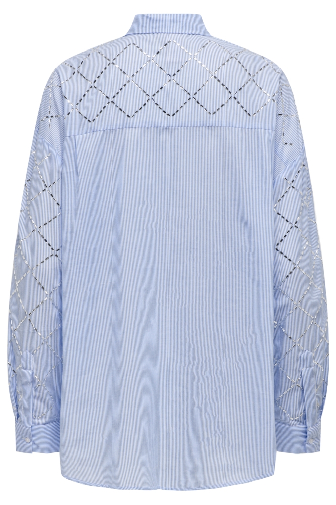 Only blauwe dames blouse | Achteraanzicht