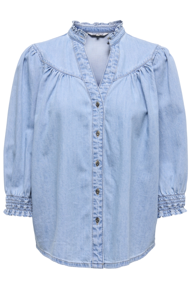 Only blauwe dames blouse | Vooraanzicht