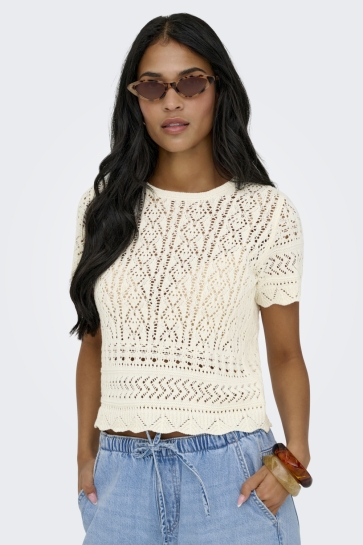 Only T-shirt ONLELKE LIFE SS STRUCTUR O-NECK KNT 15370940 BIRCH