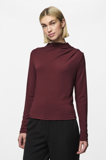 Pieces pcmadison ls draped top jrs noos bc Bordeaux