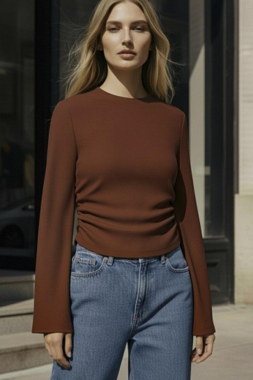 Hypedrop HDMICHELLE WIDE SLEEVE TOP 32000039 BRUNETTE